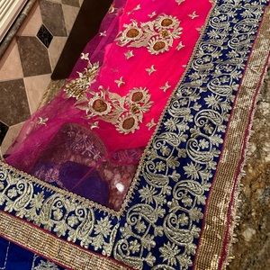 Beautiful Net Saree in Pink and Blue. New!